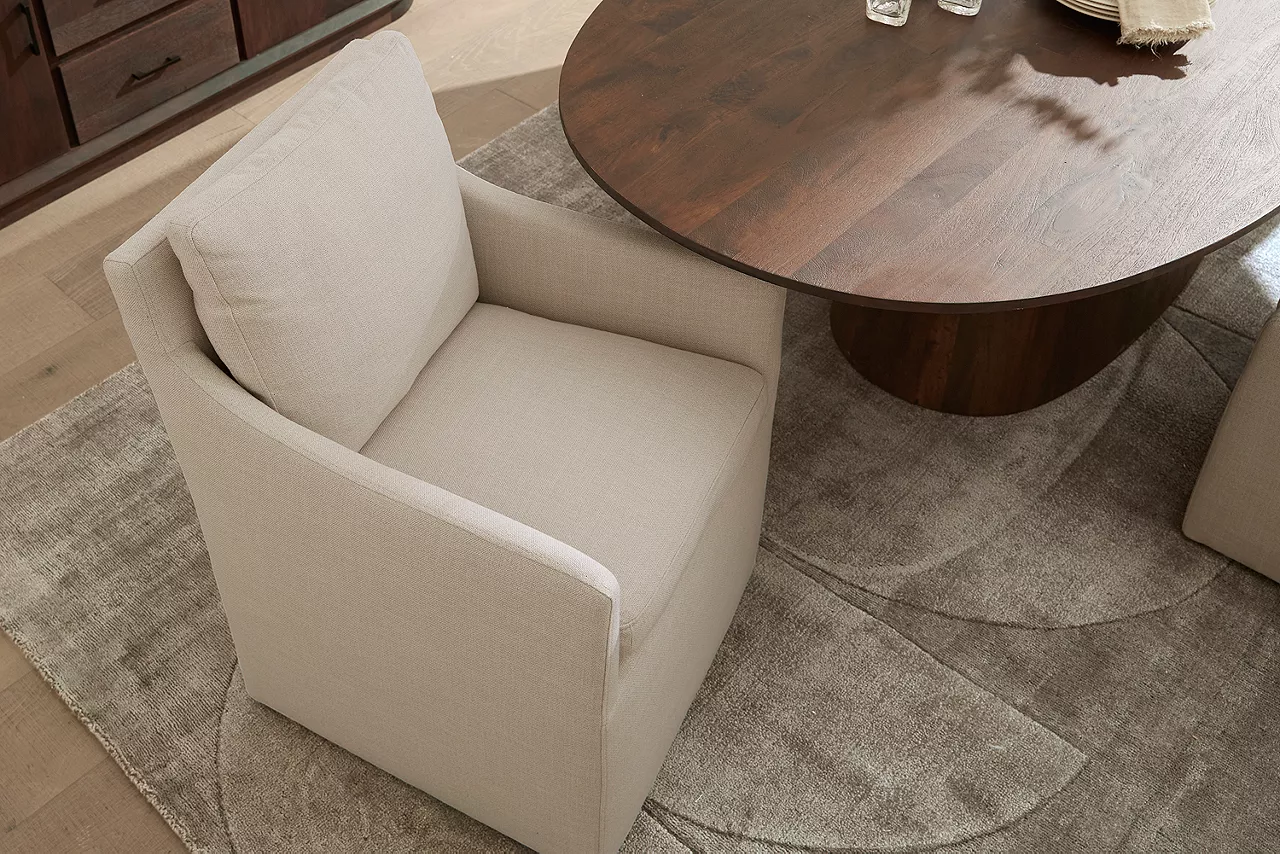 Nolan dining armchair with Rhodes dining table